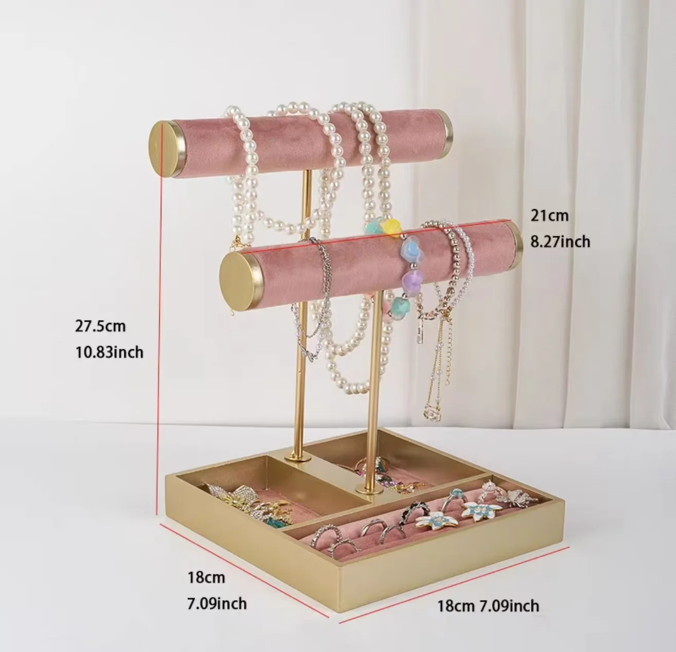 Rose Velvet Jewelry Stand