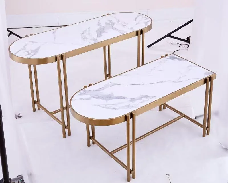 Curved Marble Retail Tables